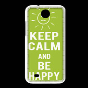 Coque HTC Desire 300 Keep Calm Be Happy Vert pomme
