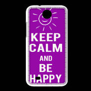 Coque HTC Desire 300 Keep Calm Be Happy Violet