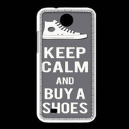 Coque HTC Desire 300 Keep Calm Buy Shoes Gris