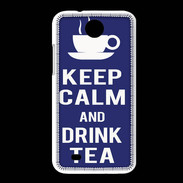 Coque HTC Desire 300 Keep Calm Drink Tea Bleu