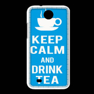 Coque HTC Desire 300 Keep Calm Drink Tea Cyan