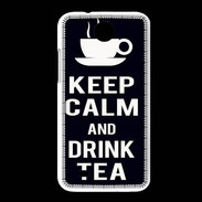 Coque HTC Desire 300 Keep Calm Drink Tea Noir