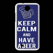 Coque HTC Desire 300 Keep Calm Have a beer Bleu