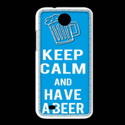Coque HTC Desire 300 Keep Calm Have a beer Cyan