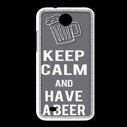 Coque HTC Desire 300 Keep Calm Have a beer Gris