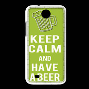 Coque HTC Desire 300 Keep Calm Have a beer Vert pomme