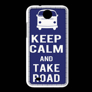 Coque HTC Desire 300 Keep Calm Take road Bleu