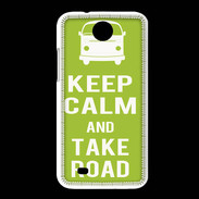 Coque HTC Desire 300 Keep Calm Take road Vert pomme