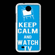 Coque HTC Desire 300 Keep Calm Watch TV Cyan