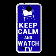 Coque HTC Desire 300 Keep Calm Watch TV Bleu