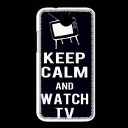 Coque HTC Desire 300 Keep Calm Watch TV Noir