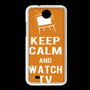 Coque HTC Desire 300 Keep Calm Watch TV Orange