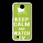 Coque HTC Desire 300 Keep Calm Watch TV Vert pomme