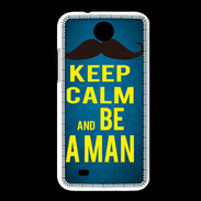 Coque HTC Desire 300 Keep Calm Be a Man Bleu
