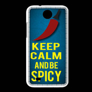 Coque HTC Desire 300 Keep Calm and Be Spicy Bleu