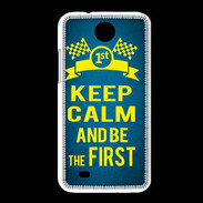 Coque HTC Desire 300 Keep Calm and Be the First Bleu