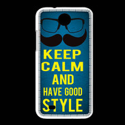 Coque HTC Desire 300 Keep Calm and Have a good Style Bleu