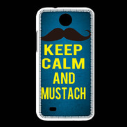 Coque HTC Desire 300 Keep Calm and Mustach Bleu