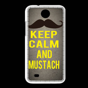 Coque HTC Desire 300 Keep Calm and Mustach Gris