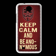 Coque HTC Desire 300 Keep Calm and Be Anonymous Rouge