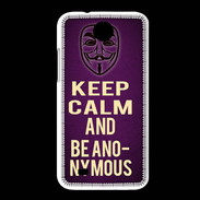 Coque HTC Desire 300 Keep Calm and Be Anonymous Violet