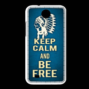 Coque HTC Desire 300 Keep Calm and Be Free Bleu