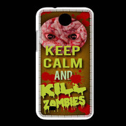 Coque HTC Desire 300 Keep Calm and Kill Zombies Orange