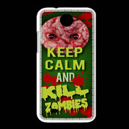 Coque HTC Desire 300 Keep Calm and Kill Zombies Vert