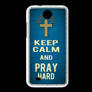 Coque HTC Desire 300 Keep Calm and Pray Christian Bleu