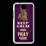 Coque HTC Desire 300 Keep Calm and Pray Muslim Violet