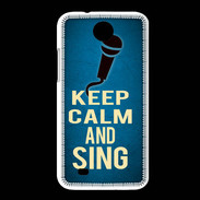 Coque HTC Desire 300 Keep Calm and Sing Bleu