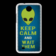 Coque HTC Desire 300 Keep Calm and Wait Alien Bleu
