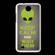 Coque HTC Desire 300 Keep Calm and Wait Alien Gris