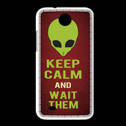 Coque HTC Desire 300 Keep Calm and Wait Alien Rouge