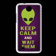 Coque HTC Desire 300 Keep Calm and Wait Alien Violet