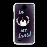 Coque HTC Desire 300 In anonymous We trust bleu ZG