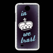 Coque HTC Desire 300 In Queen We trust Bleu ZG