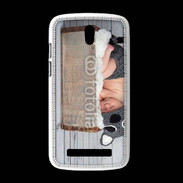 Coque HTC Desire 500 Bébé dormant avec chapeau tête de chat
