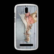Coque HTC Desire 500 Bébé nounours dormant dans une bassine