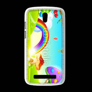 Coque HTC Desire 500 Cartoon nature et arc en ciel