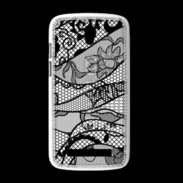 Coque HTC Desire 500 Tissus glamour noir et blanc