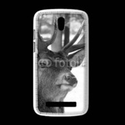 Coque HTC Desire 500 Tête de Cerf en noir et blanc