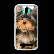 Coque HTC Desire 500 Yorkshire et nœud bleu 15