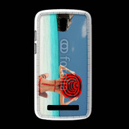 Coque HTC Desire 500 Femme assise sur la plage