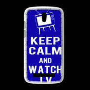 Coque HTC Desire 500 Keep Calm Watch TV Bleu