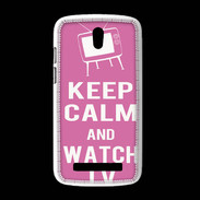 Coque HTC Desire 500 Keep Calm Watch TV Rose