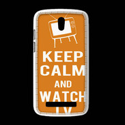 Coque HTC Desire 500 Keep Calm Watch TV Orange