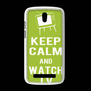 Coque HTC Desire 500 Keep Calm Watch TV Vert pomme