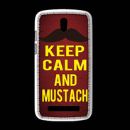Coque HTC Desire 500 Keep Calm and Mustach Rouge