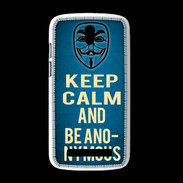 Coque HTC Desire 500 Keep Calm and Be Anonymous Bleu